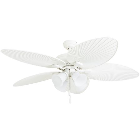HONEYWELL CEILING FANS Palm Lake, 52 in. Indoor/Outdoor Ceiling Fan with Light, White 50509-40
